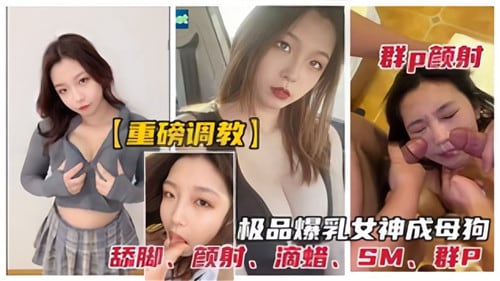重磅调教群P颜射极品爆乳女神成母狗